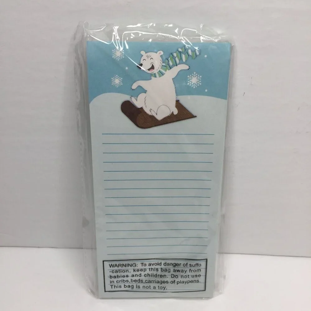 Set of 3 Christmas Magnetic Notepads Snow Penguin Polar Bear Seasons Greetings